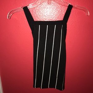 Me to we black and white striped crisscross tank